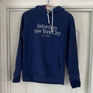 Saturdays NYC Ditch Miller 100% Cotton Standard Hoodie Blue Medium
